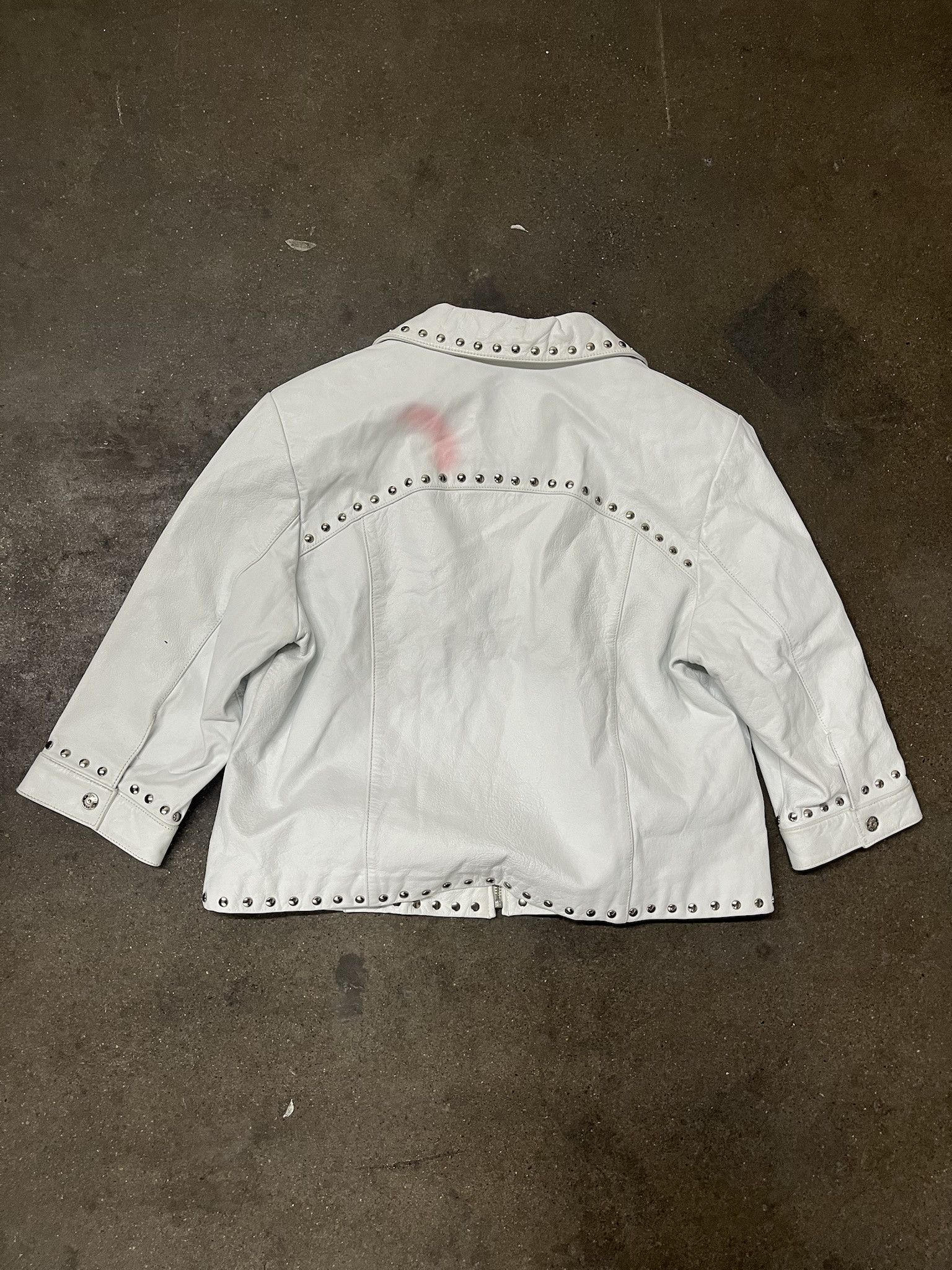 Vintage × Wilsons Leather Vintage 1990s Maxima Wilsons Leather White Studded Leather Jacket Size S Size US S / EU 44-46 / 1 - 3 Thumbnail