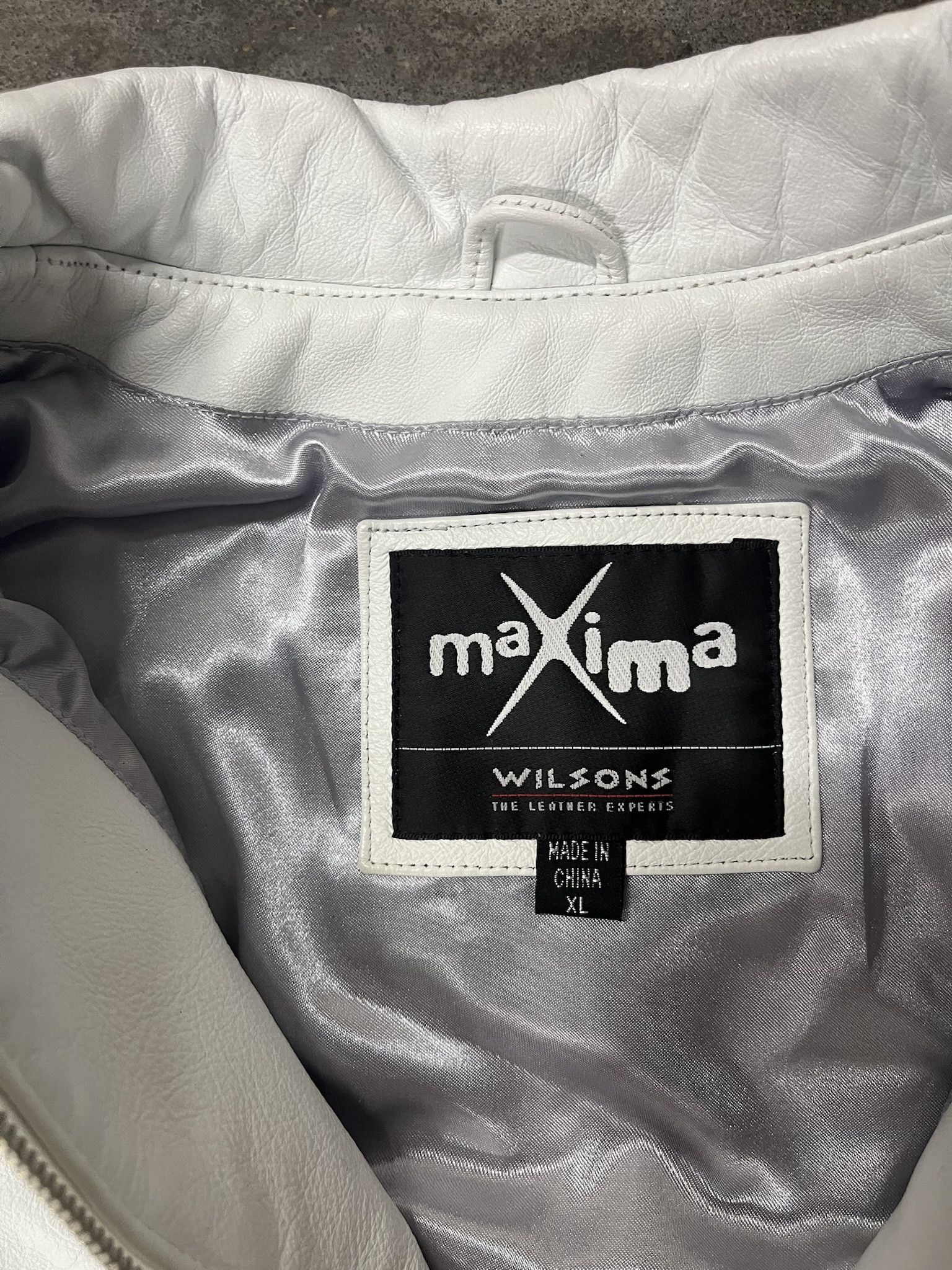 Vintage × Wilsons Leather Vintage 1990s Maxima Wilsons Leather White Studded Leather Jacket Size S Size US S / EU 44-46 / 1 - 2 Thumbnail