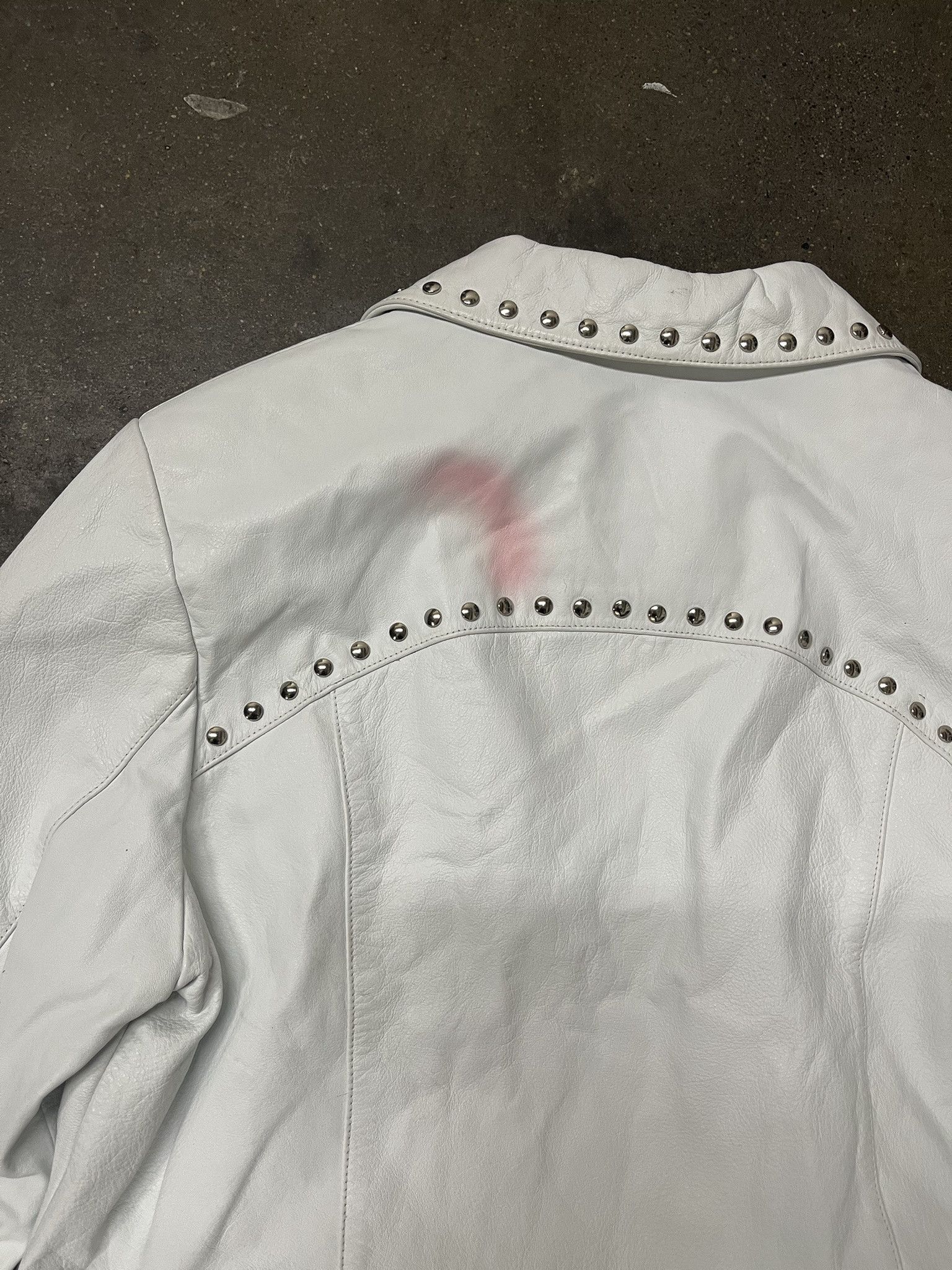 Vintage × Wilsons Leather Vintage 1990s Maxima Wilsons Leather White Studded Leather Jacket Size S Size US S / EU 44-46 / 1 - 4 Thumbnail