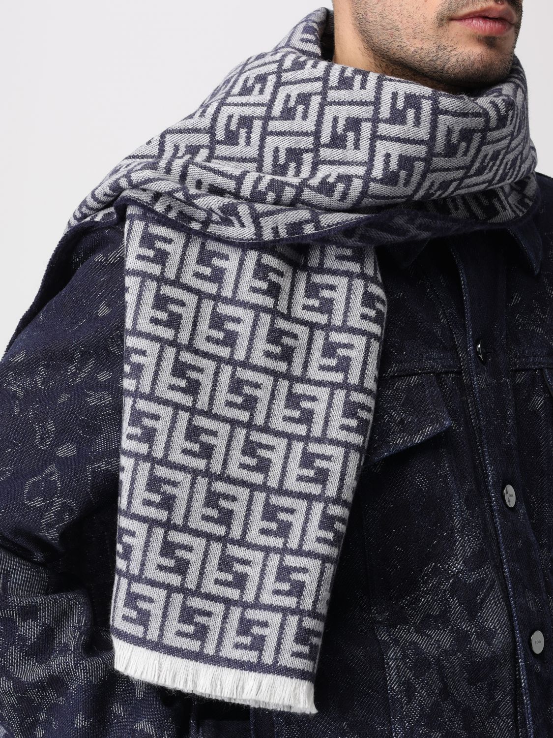 Fendi Fendi Scarf Men Grey Size ONE SIZE - 4 Thumbnail