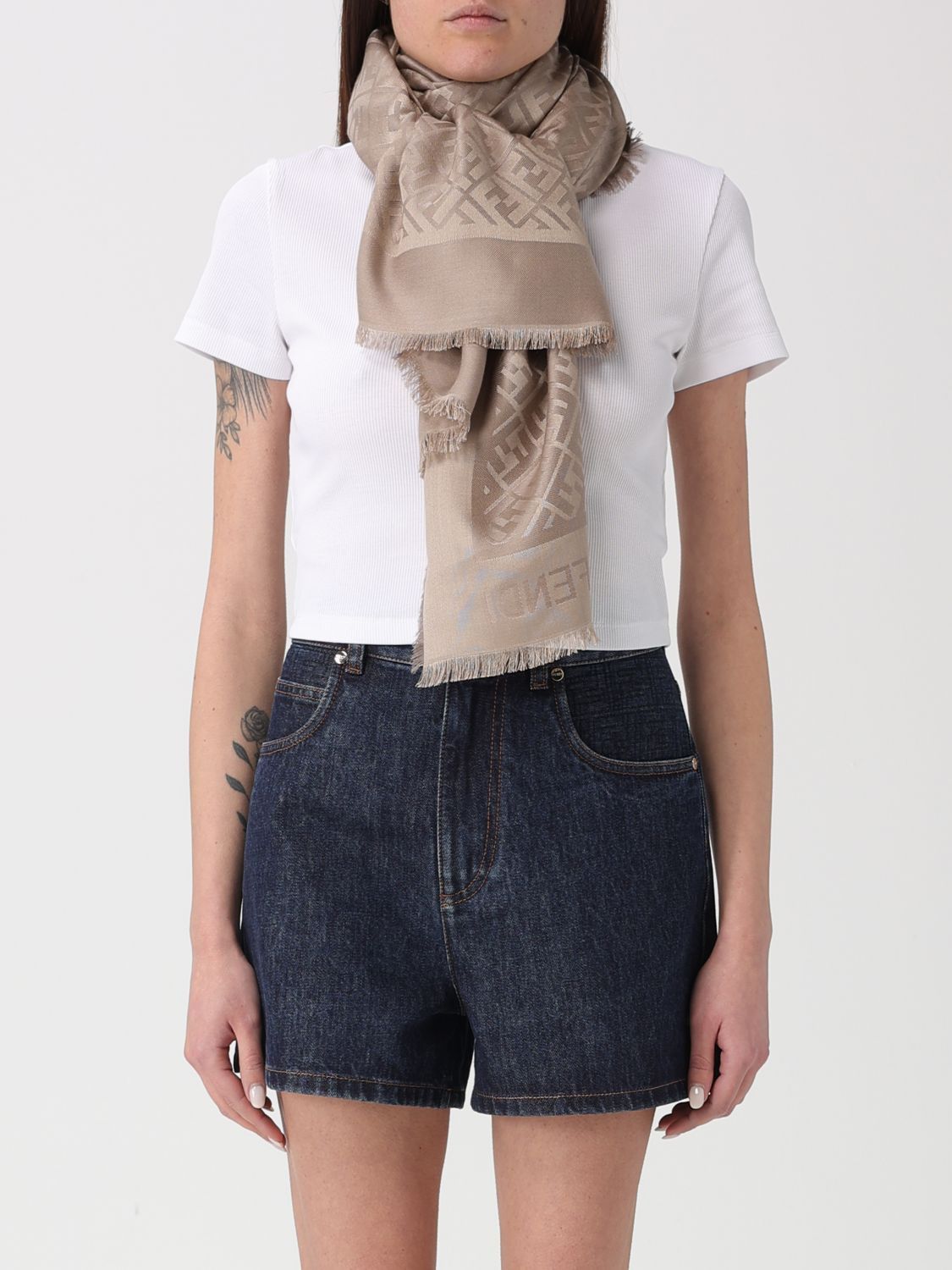 Fendi Fendi Scarf Woman Dove Grey Size ONE SIZE - 2 Thumbnail