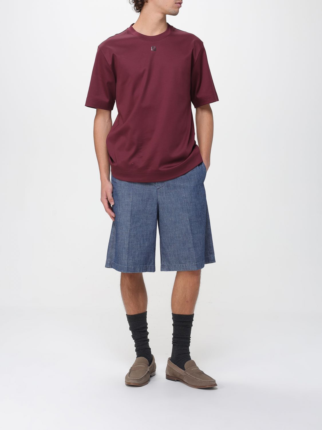 Fendi Fendi T-Shirt Men Burgundy Size US M / EU 48-50 / 2 - 2 Thumbnail