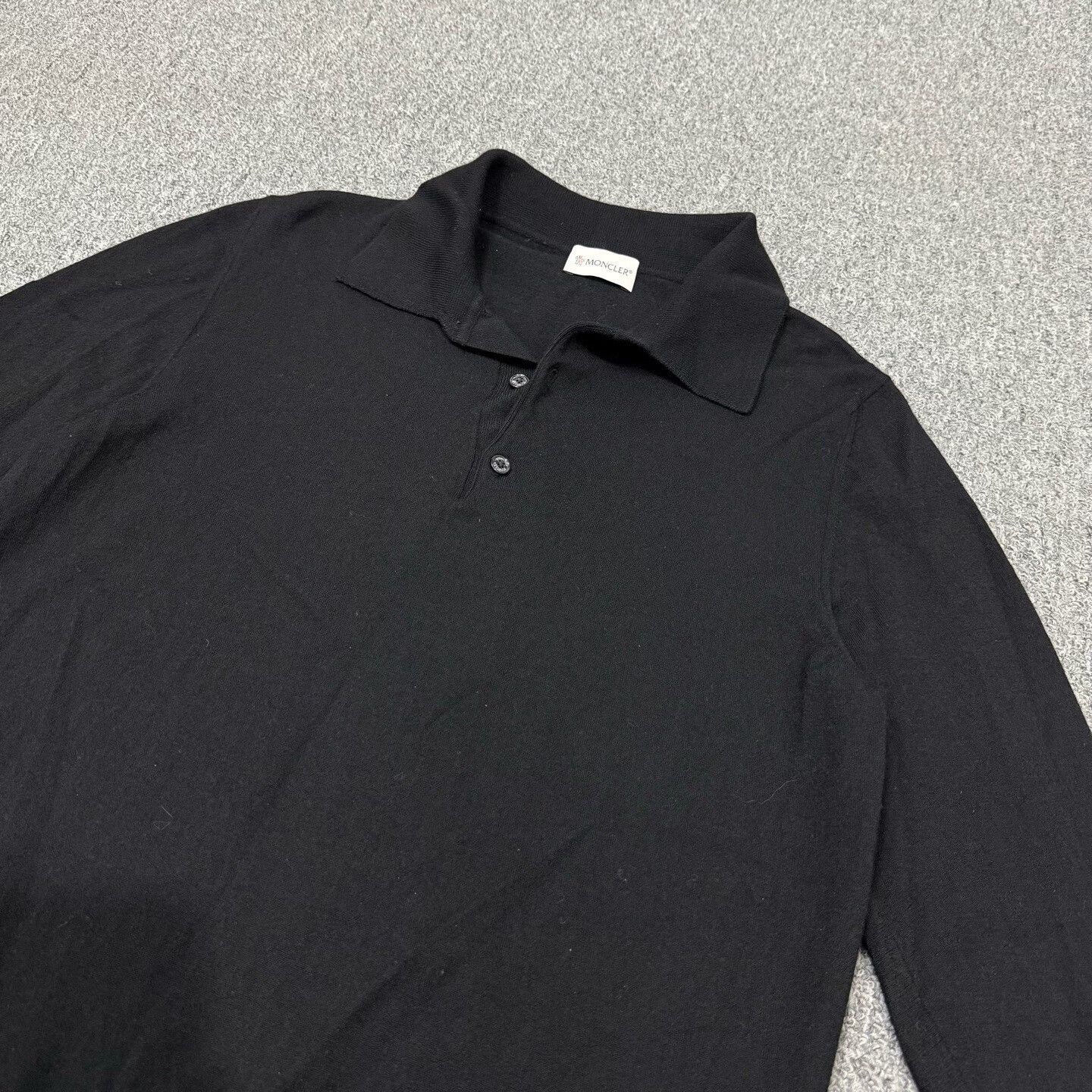 Moncler black knitted wool polo shirt by Moncler Size US M / EU 48-50 / 2 - 3 Thumbnail