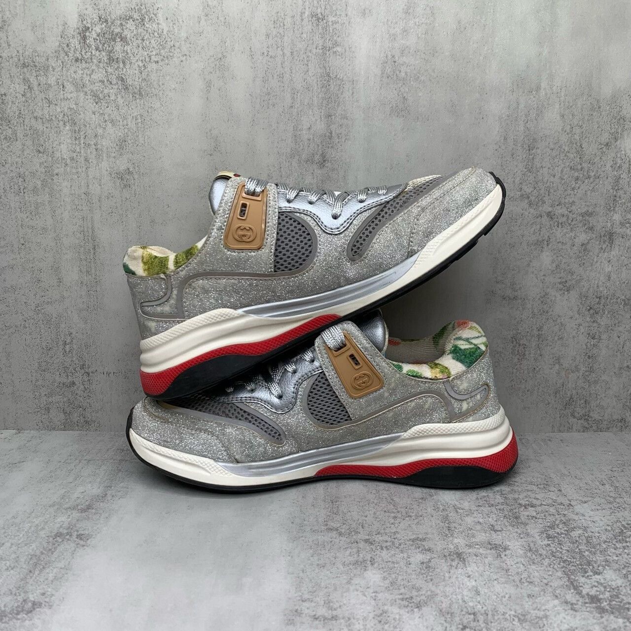 Gucci gucci ultrapace silver glitter sneakers size 37.5 Size US 7.5 / EU 40-41 - 3 Thumbnail