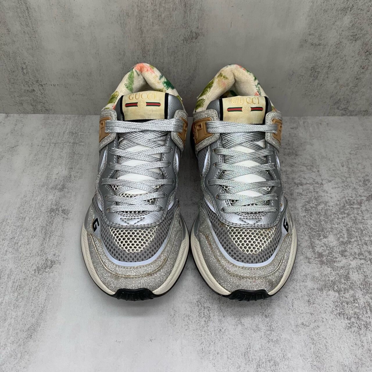 Gucci gucci ultrapace silver glitter sneakers size 37.5 Size US 7.5 / EU 40-41 - 4 Thumbnail