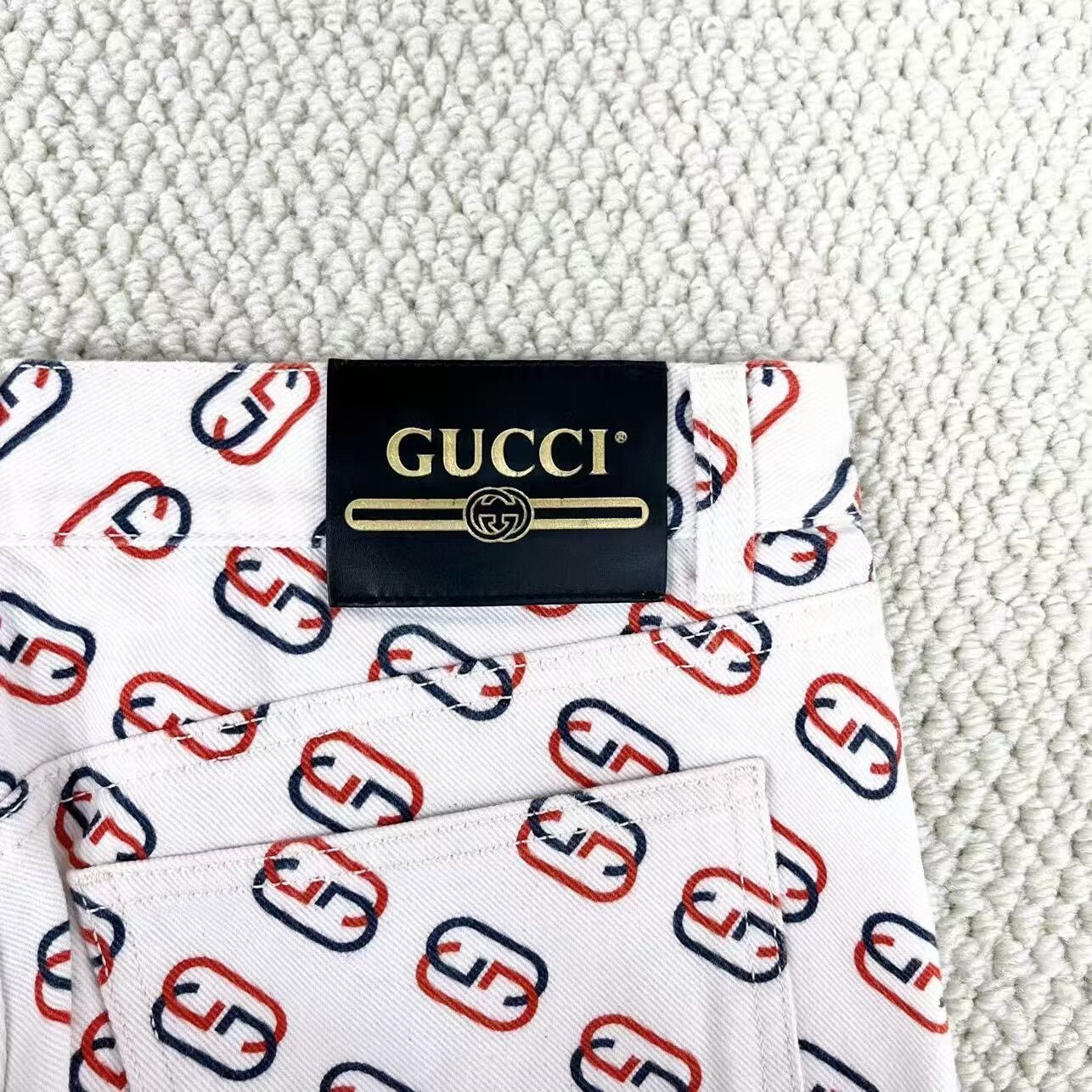 Gucci gucci beige double g print denim shorts Size US 32 / EU 48 - 4 Thumbnail