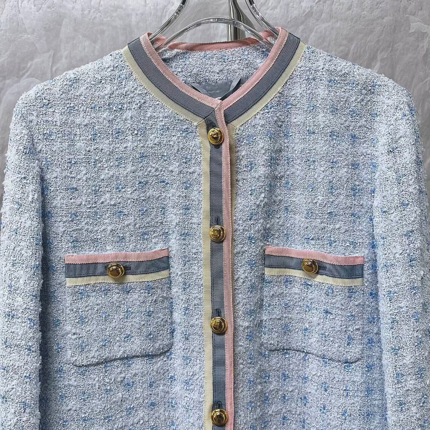 Gucci blue pink tweed chanel style jacket Size M / US 6-8 / IT 42-44 - 2 Thumbnail