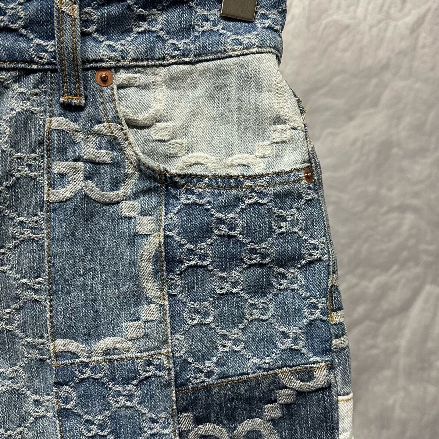 Gucci gucci patchwork denim shorts size 23 Size 23" - 3 Thumbnail