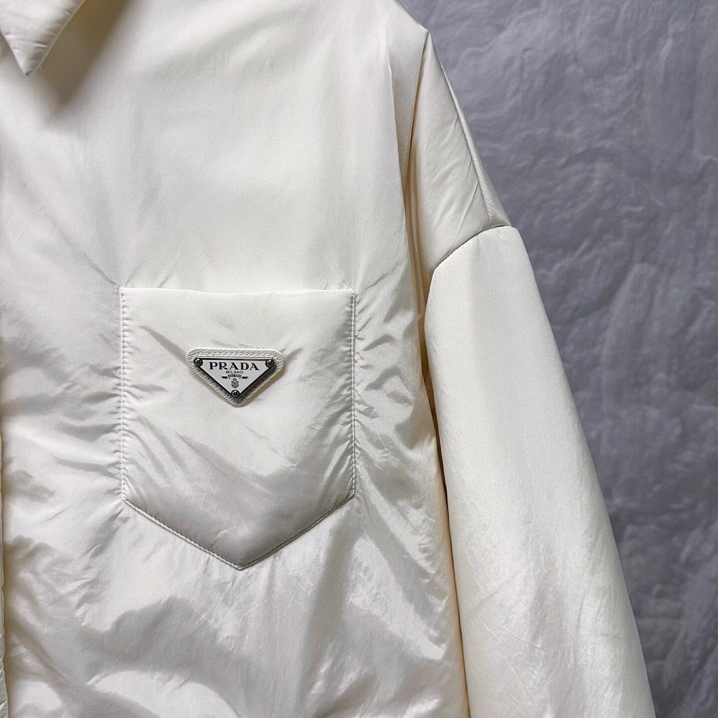 Prada Cream Triangle Logo Pocket Jacket