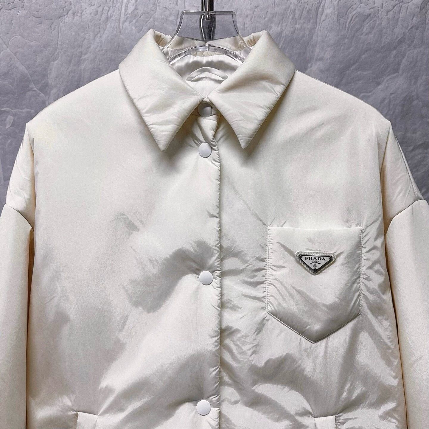 Prada Cream Triangle Logo Pocket Jacket