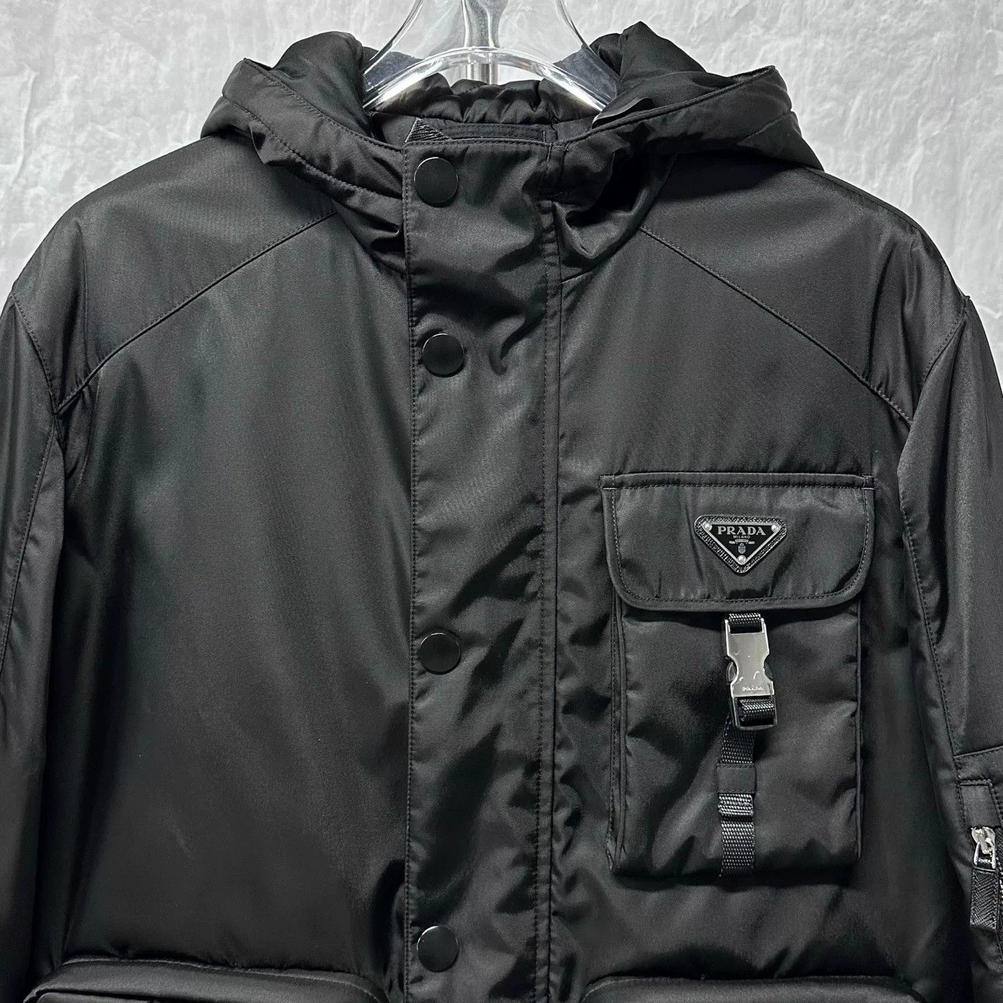 Prada prada black hooded zip-up jacket Size US M / EU 48-50 / 2 - 2 Thumbnail