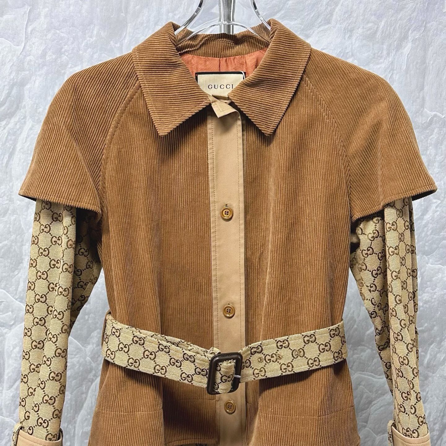 Gucci gucci double g corduroy trench coat Size S / US 4 / IT 40 - 2 Thumbnail