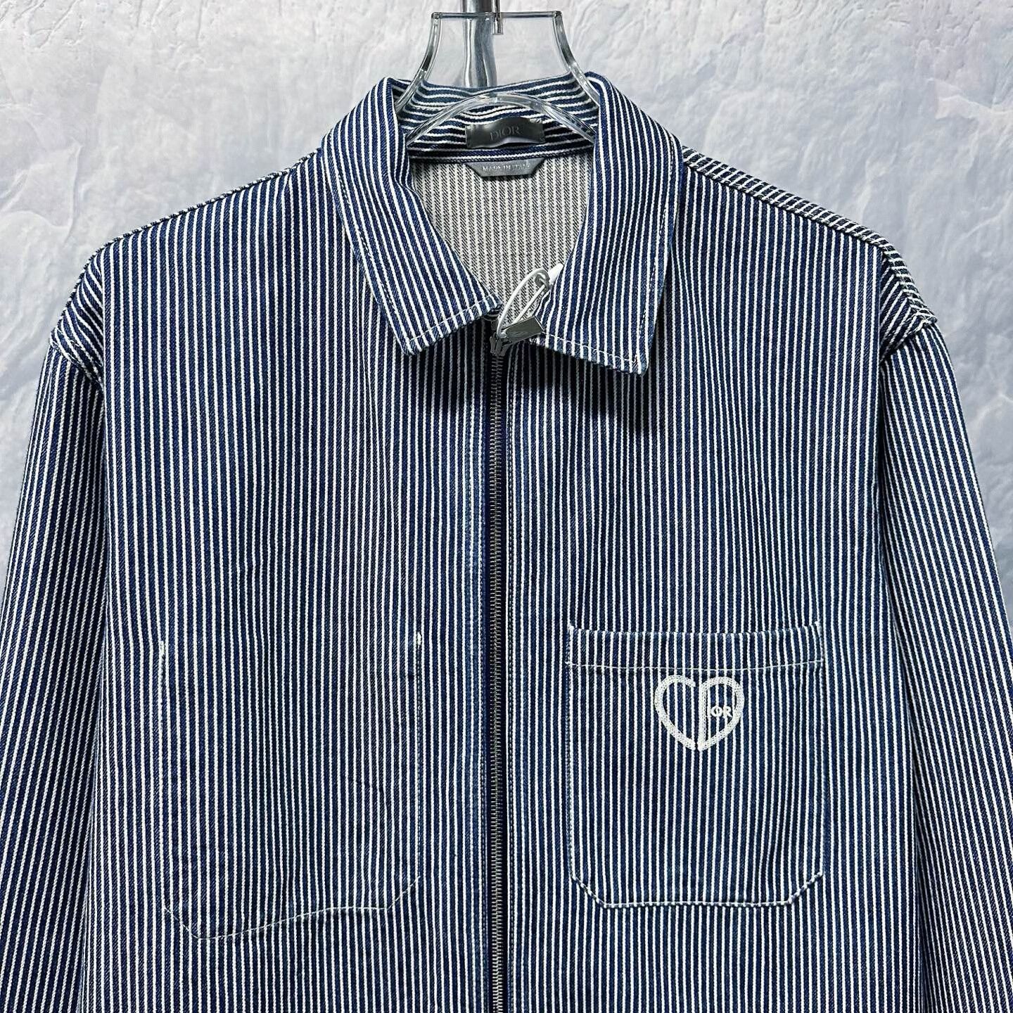 Dior dior love stripe embroidered denim shirt Size XL / US 12-14 / IT 48-50 - 2 Thumbnail