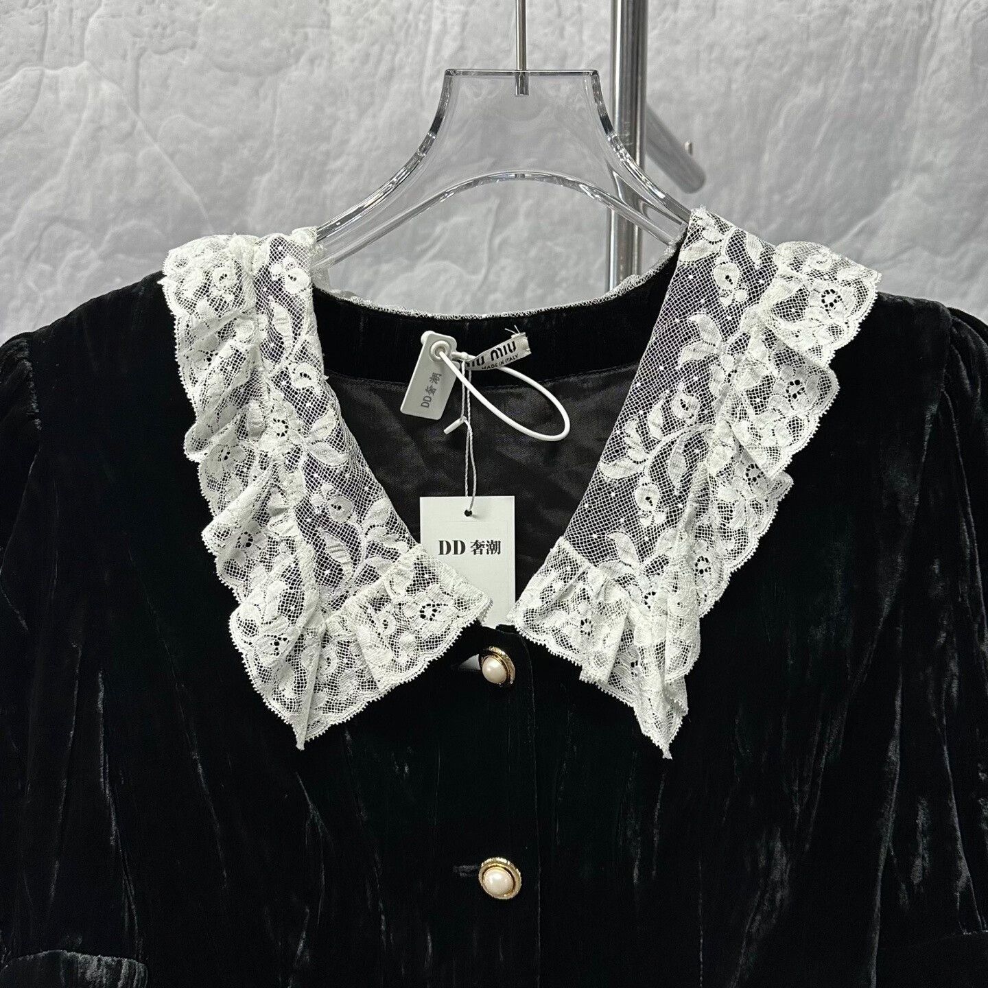 Miu Miu miu miu lace collar velvet coat Size S / US 4 / IT 40 - 2 Thumbnail
