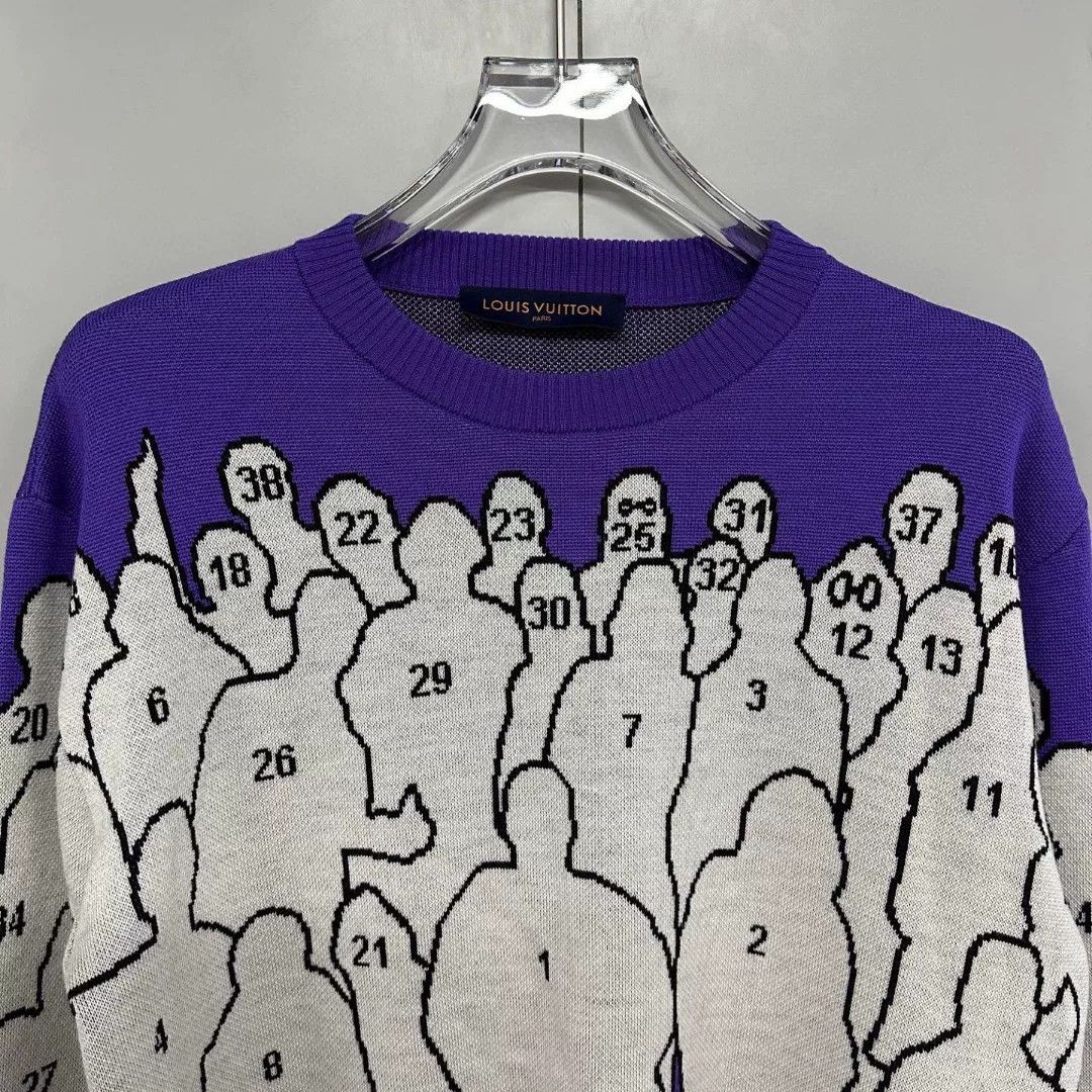 Louis Vuitton louis vuitton purple knit sweater with figures Size US M / EU 48-50 / 2 - 2 Thumbnail