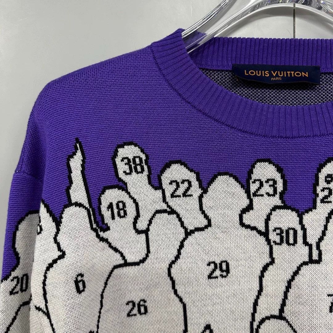 Louis Vuitton louis vuitton purple knit sweater with figures Size US M / EU 48-50 / 2 - 3 Thumbnail