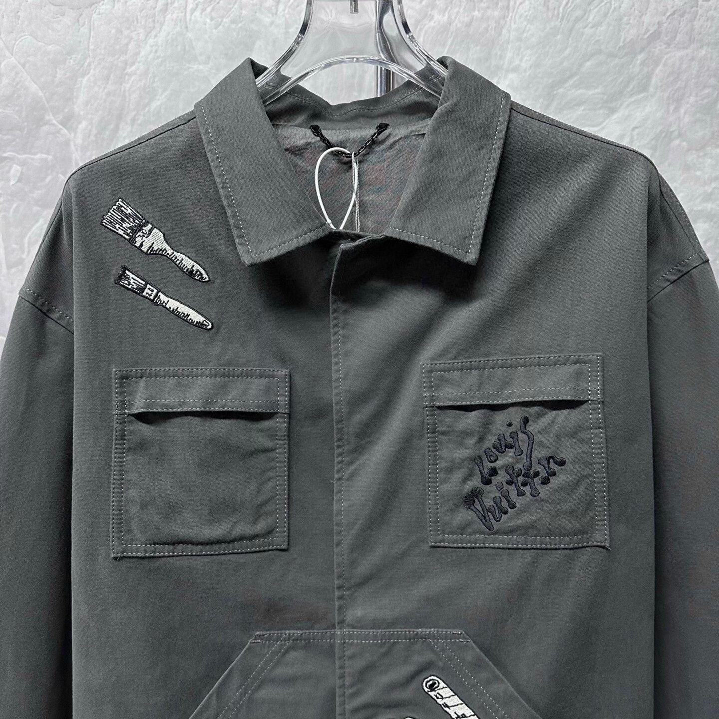 Louis Vuitton louis vuitton embroidered utility jacket in gray Size US L / EU 52-54 / 3 - 2 Thumbnail