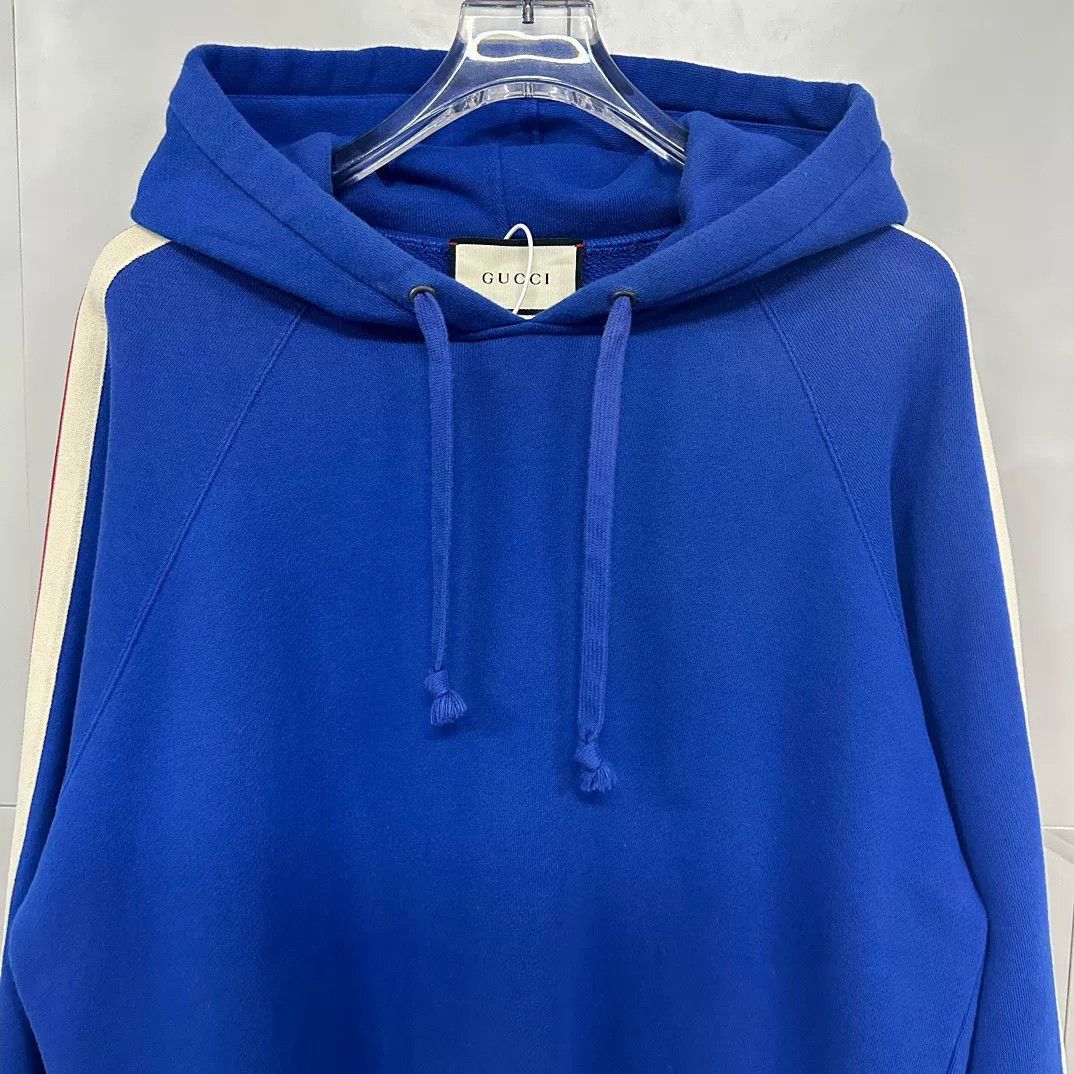 Gucci electric blue logo hoodie with hood Size US XL / EU 56 / 4 - 2 Thumbnail