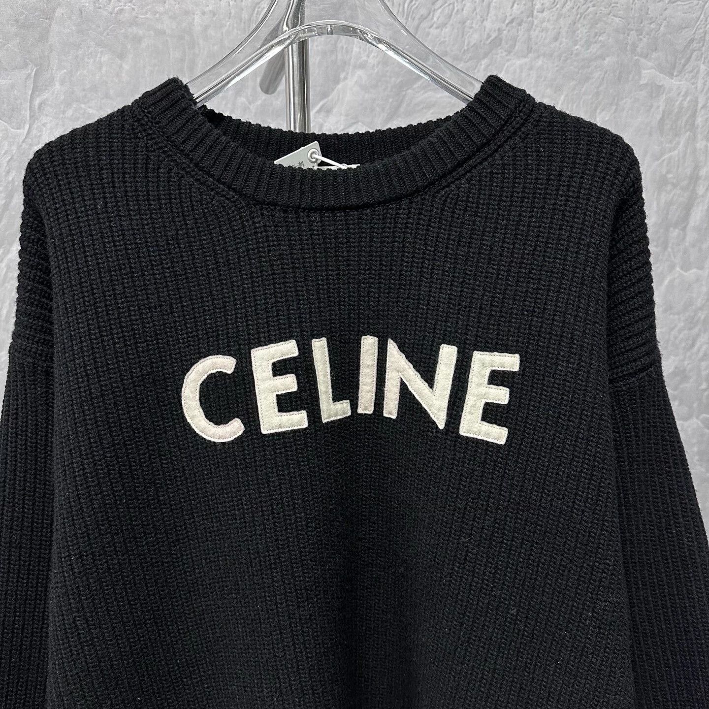 Celine black celine wool sweater with embroidery Size S / US 4 / IT 40 - 2 Thumbnail