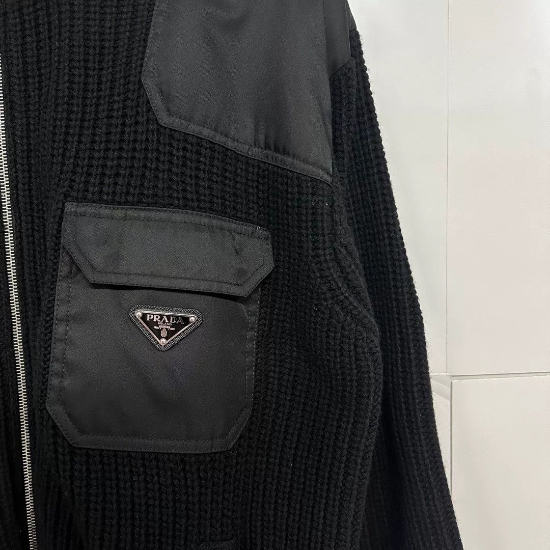 Prada prada black knit jacket with triangle logo Size US L / EU 52-54 / 3 - 3 Thumbnail