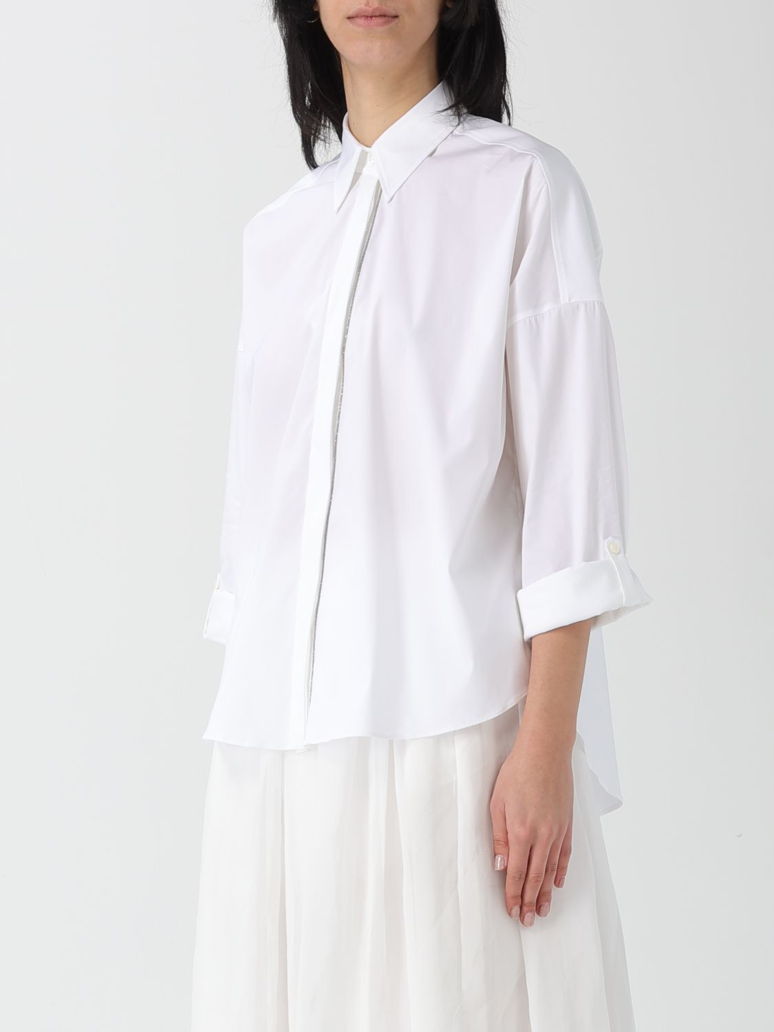 Brunello Cucinelli Brunello Cucinelli Shirt Woman White Size XL / US 12-14 / IT 48-50 - 4 Thumbnail