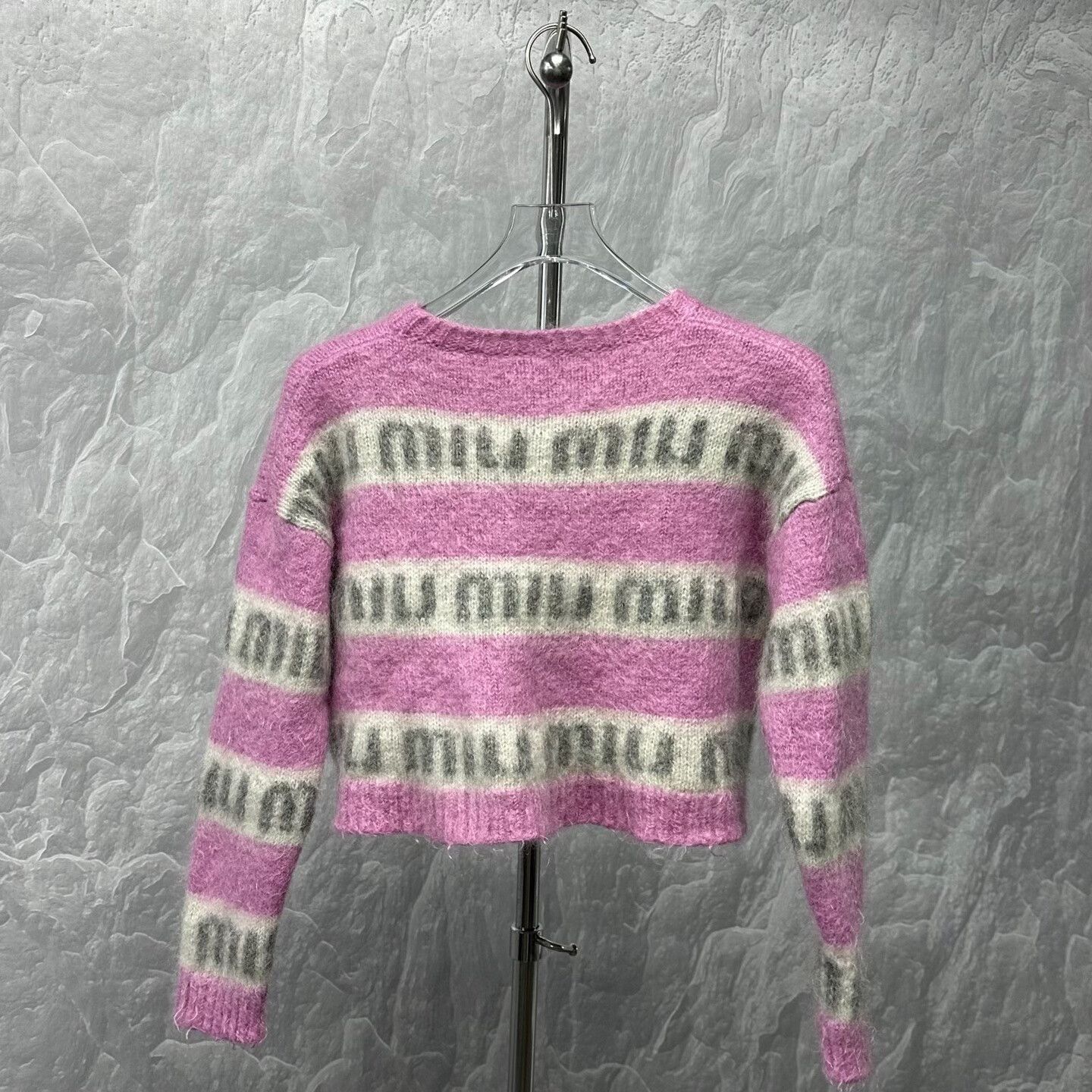 Miu Miu miu miu striped knit sweater in pink Size M / US 6-8 / IT 42-44 - 4 Thumbnail