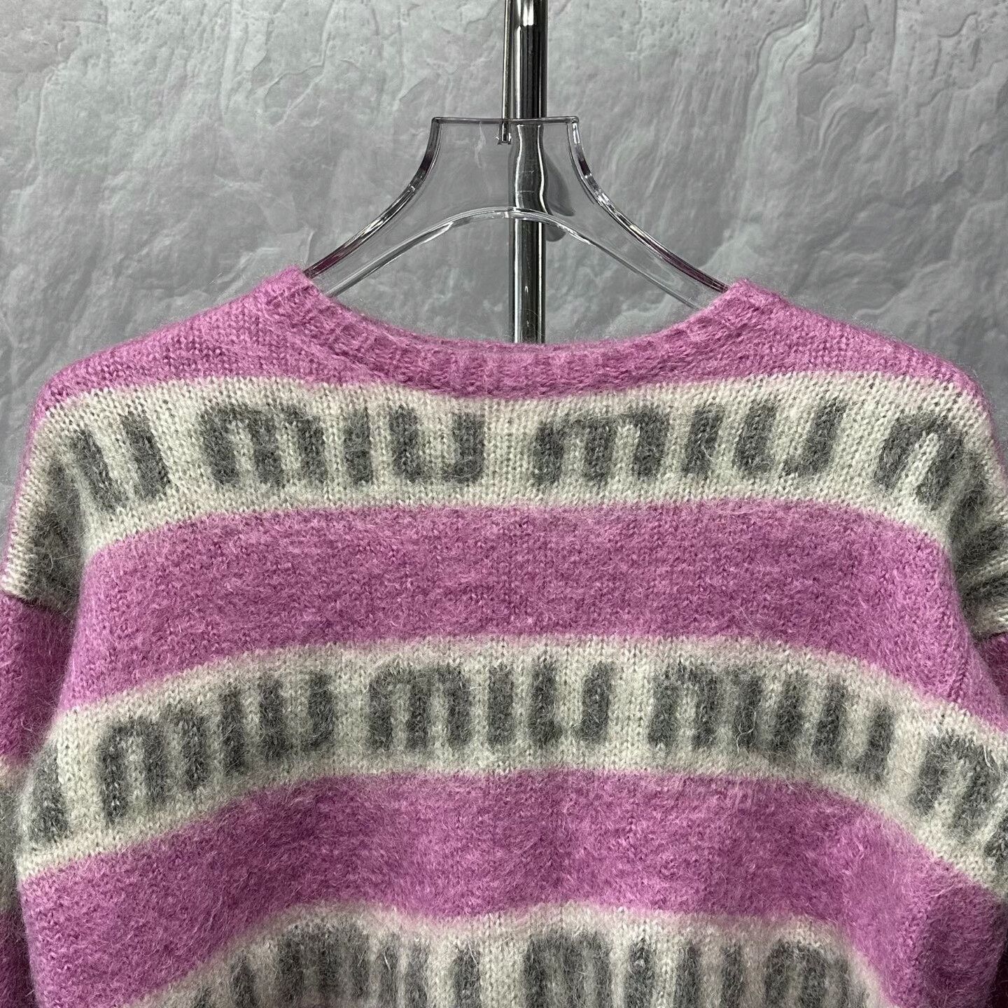 Miu Miu miu miu striped knit sweater in pink Size M / US 6-8 / IT 42-44 - 2 Thumbnail