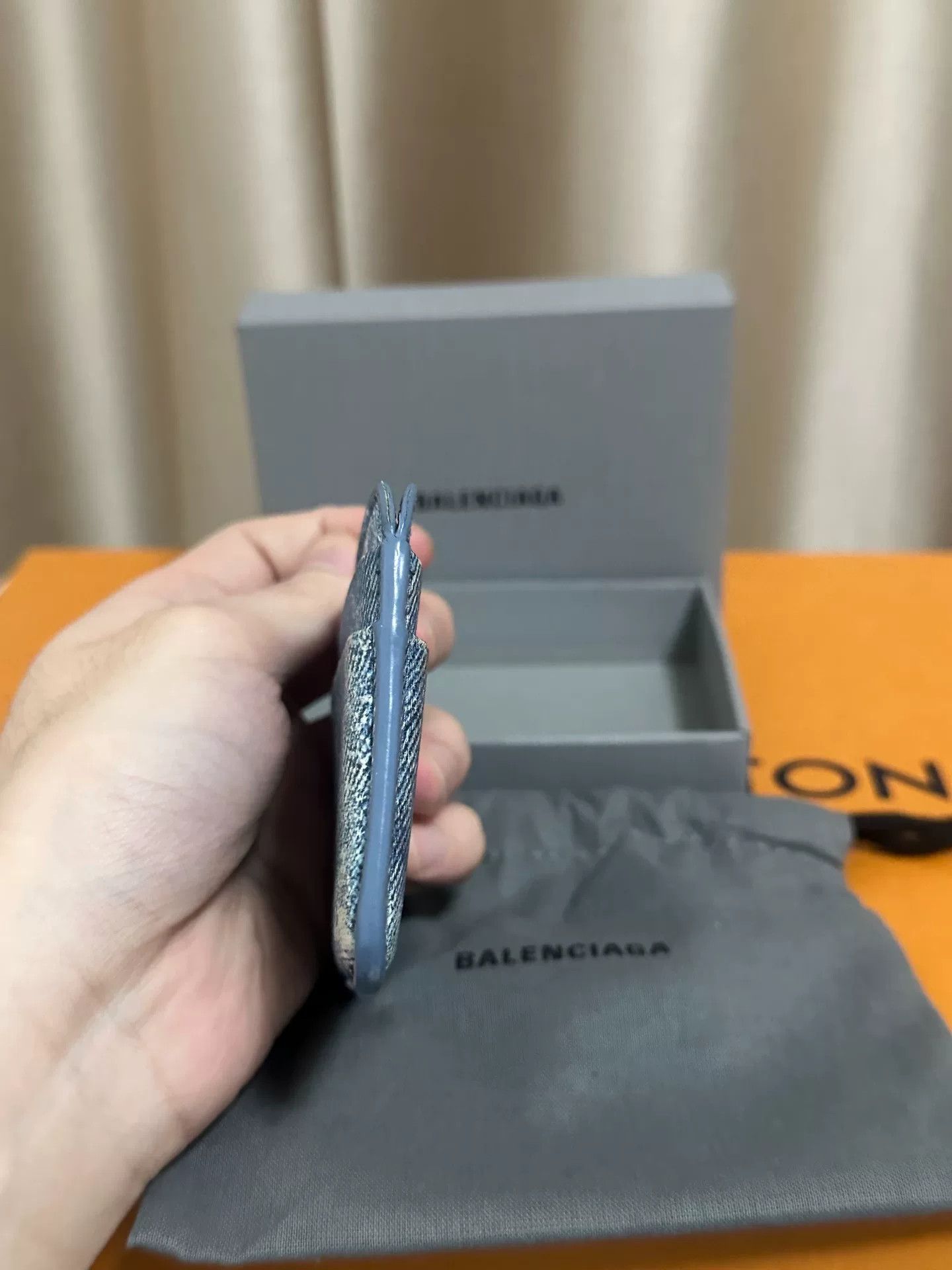 Balenciaga balenciaga washed denim leather card holder Size ONE SIZE - 4 Thumbnail