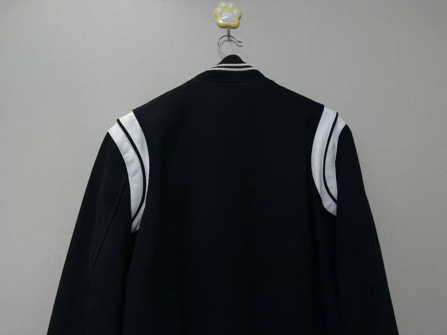 saint laurent black and white varsity jacket