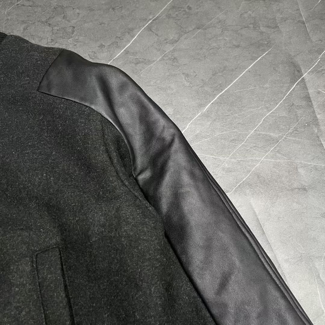 Acne Studios gray leather sleeve bomber jacket Size US M / EU 48-50 / 2 - 4 Thumbnail