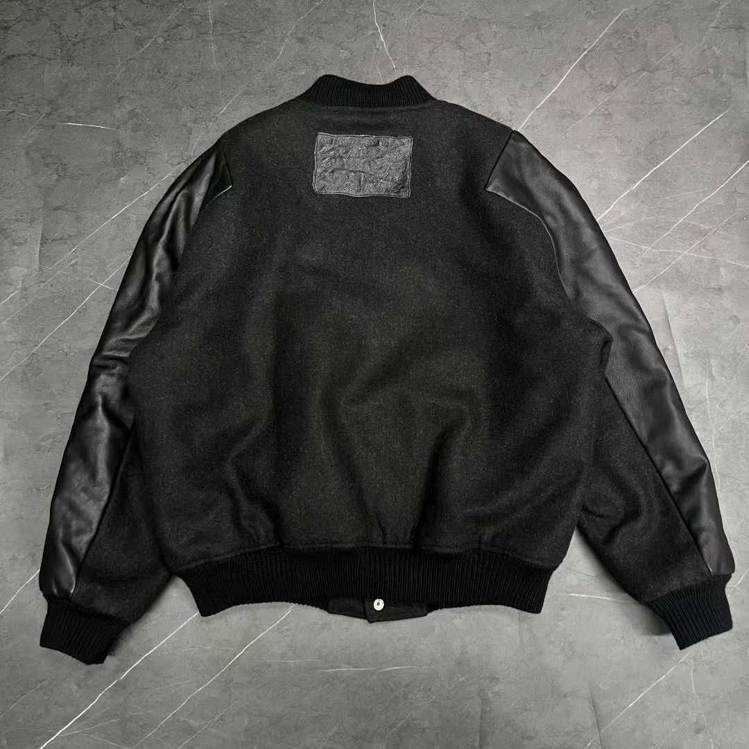 Acne Studios gray leather sleeve bomber jacket Size US M / EU 48-50 / 2 - 2 Thumbnail