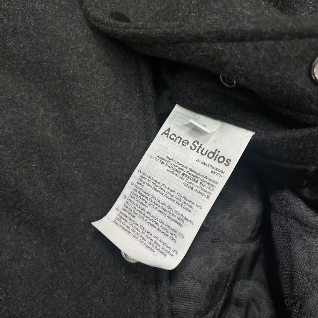 Acne Studios gray leather sleeve bomber jacket Size US M / EU 48-50 / 2 - 3 Thumbnail