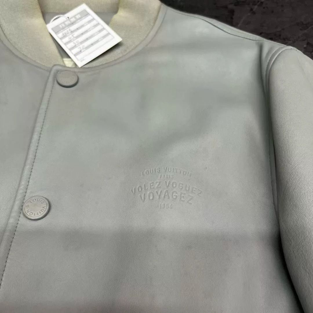 Louis Vuitton louis vuitton gray leather baseball jacket Size US M / EU 48-50 / 2 - 3 Thumbnail