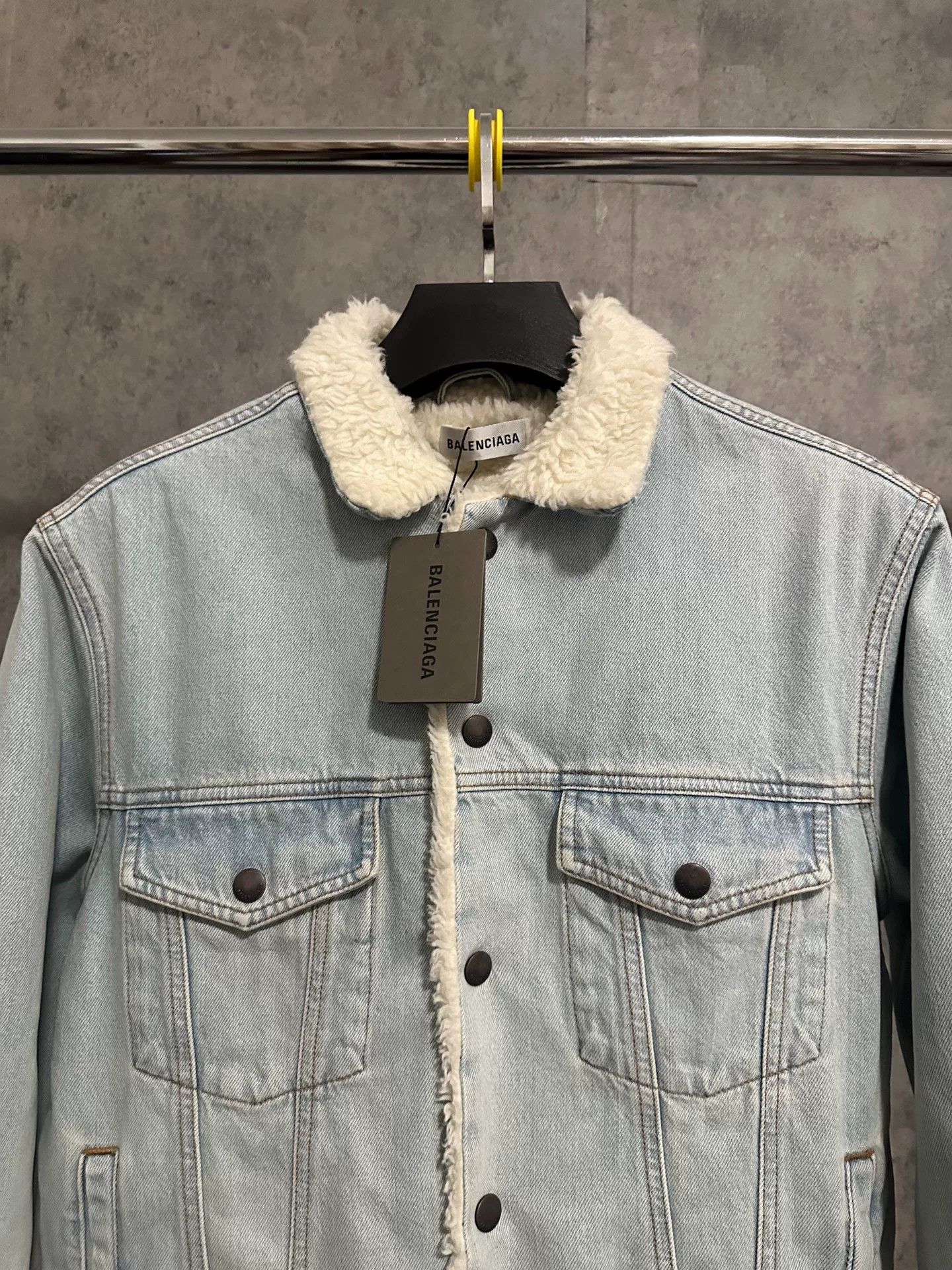 Balenciaga Balenciaga Blue Shearling Denim Jacket Size US M / EU 48-50 / 2 - 2 Thumbnail