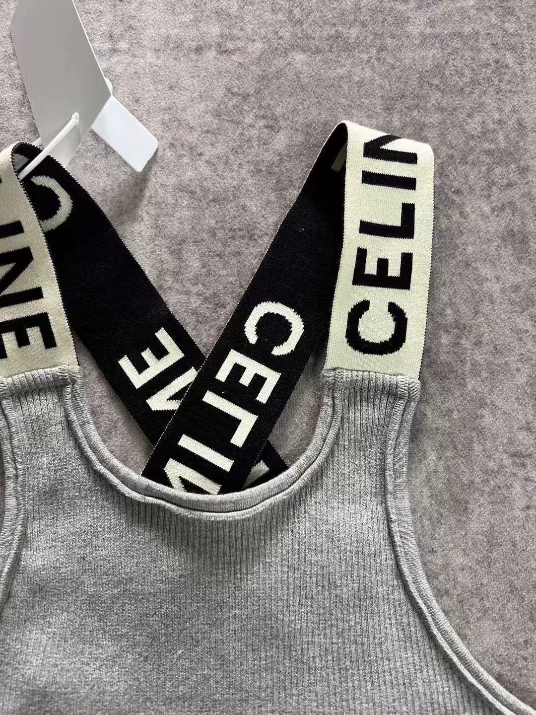 Celine gray sports tank top with logo straps Size M / US 6-8 / IT 42-44 - 3 Thumbnail
