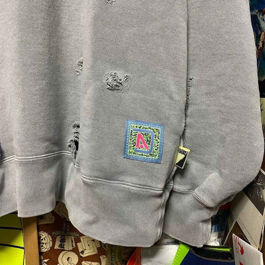 Beams Japan gray distressed sweatshirt with logo patch Size US L / EU 52-54 / 3 - 2 Thumbnail