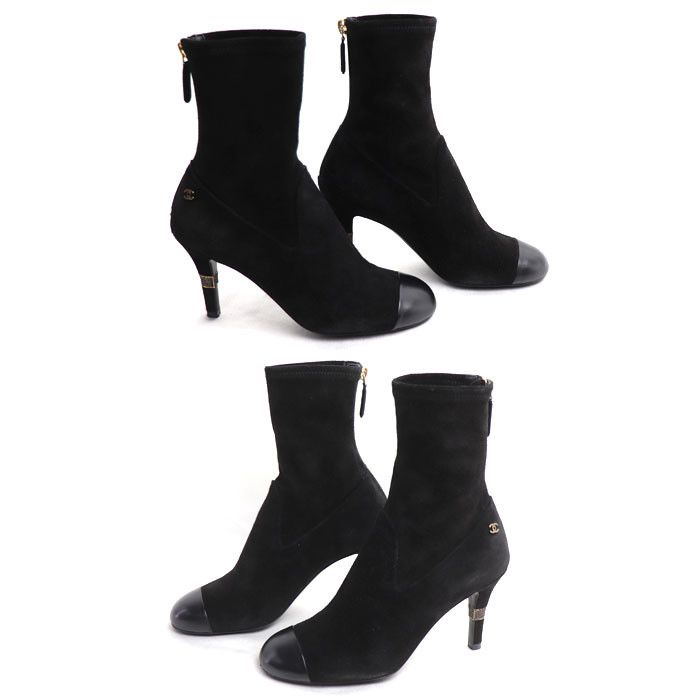 Chanel Chanel Chanel Ankle Boots Suede Leather Boots Leather Shoes G39406 Y56130 943005 DUTY FREE for USA Size ONE SIZE - 4 Thumbnail