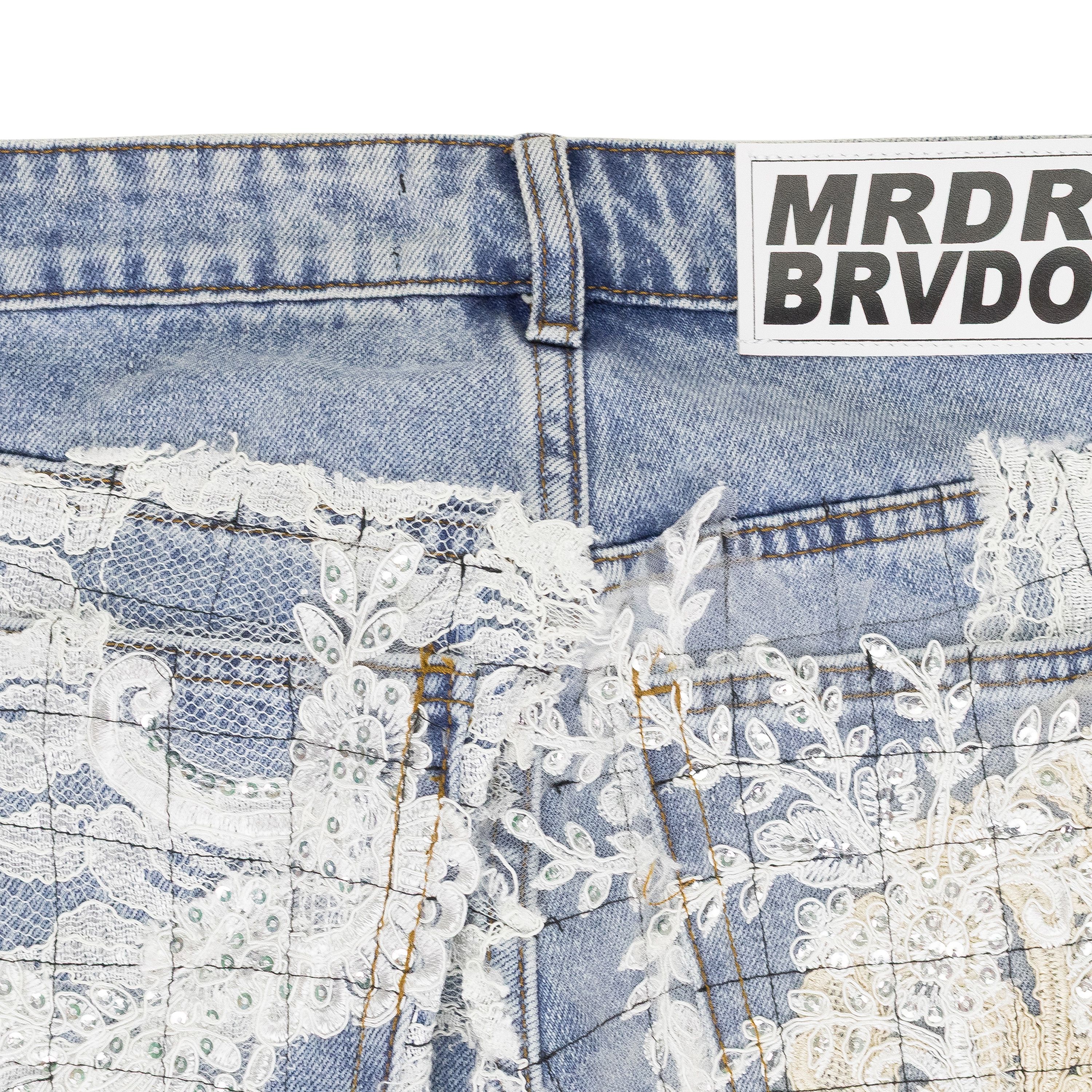 Who Decides War BLUE GRID LACE STRAIGHT-FIT JEANS SIZE 32