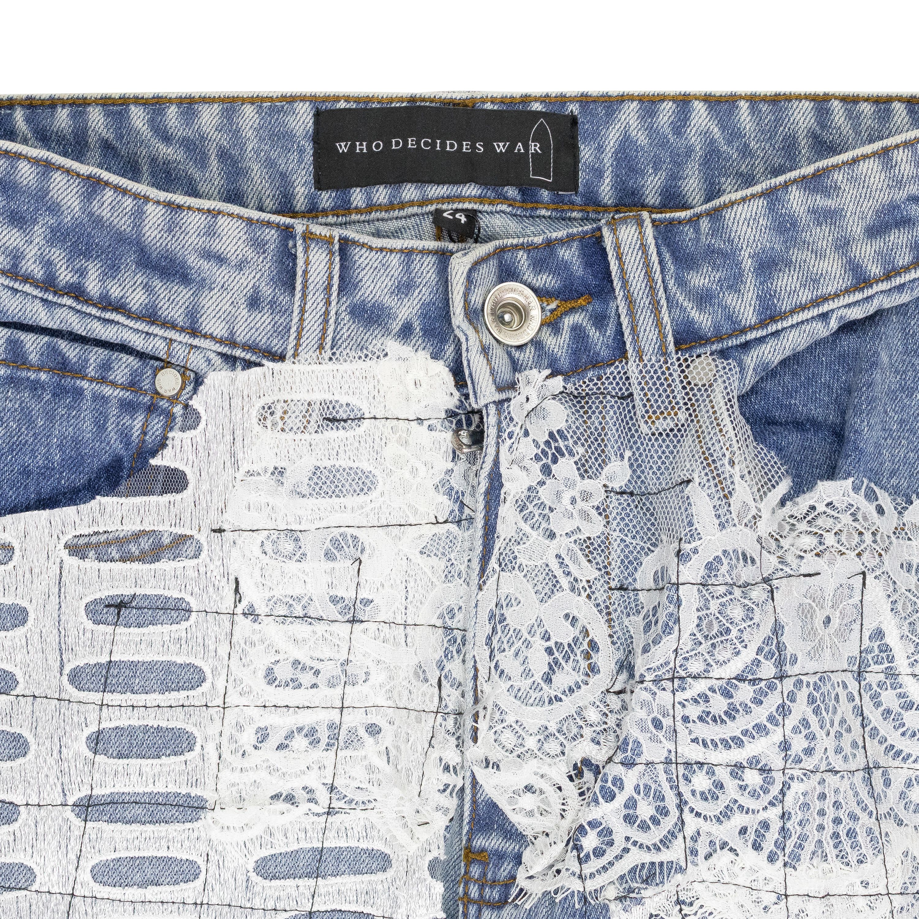 Who Decides War BLUE GRID LACE STRAIGHT-FIT JEANS SIZE 32