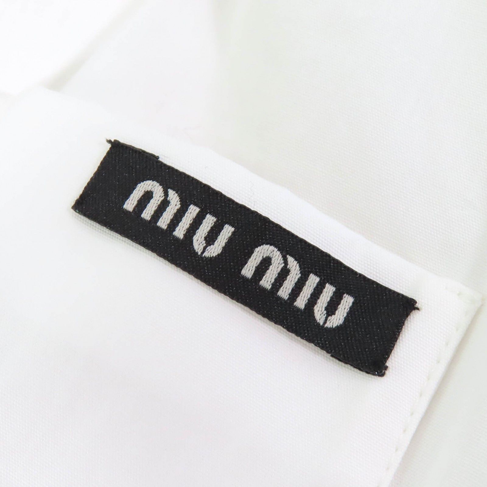 Miu Miu Miu Miu Miu Miu Embroidered collar logo puff sleeve poplin dress Cotton Dresses MF4512 DUTY FREE for USA Size ONE SIZE - 6 Thumbnail