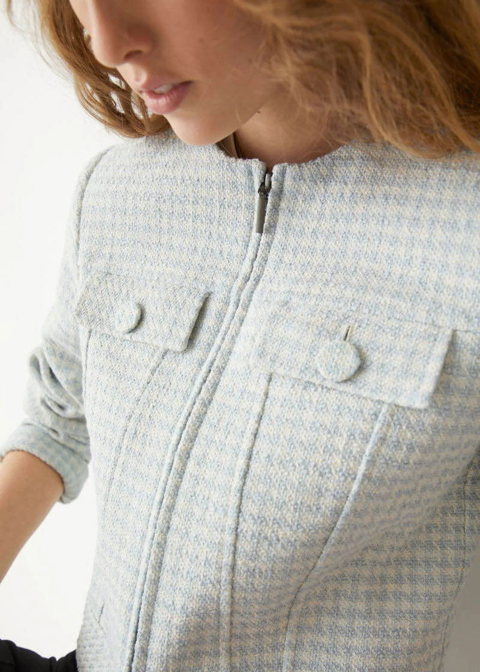 & Other Stories & Other Stories Cropped Houndstooth Tweed Jacket Blazer Size XS / US 0-2 / IT 36-38 - 3 Thumbnail
