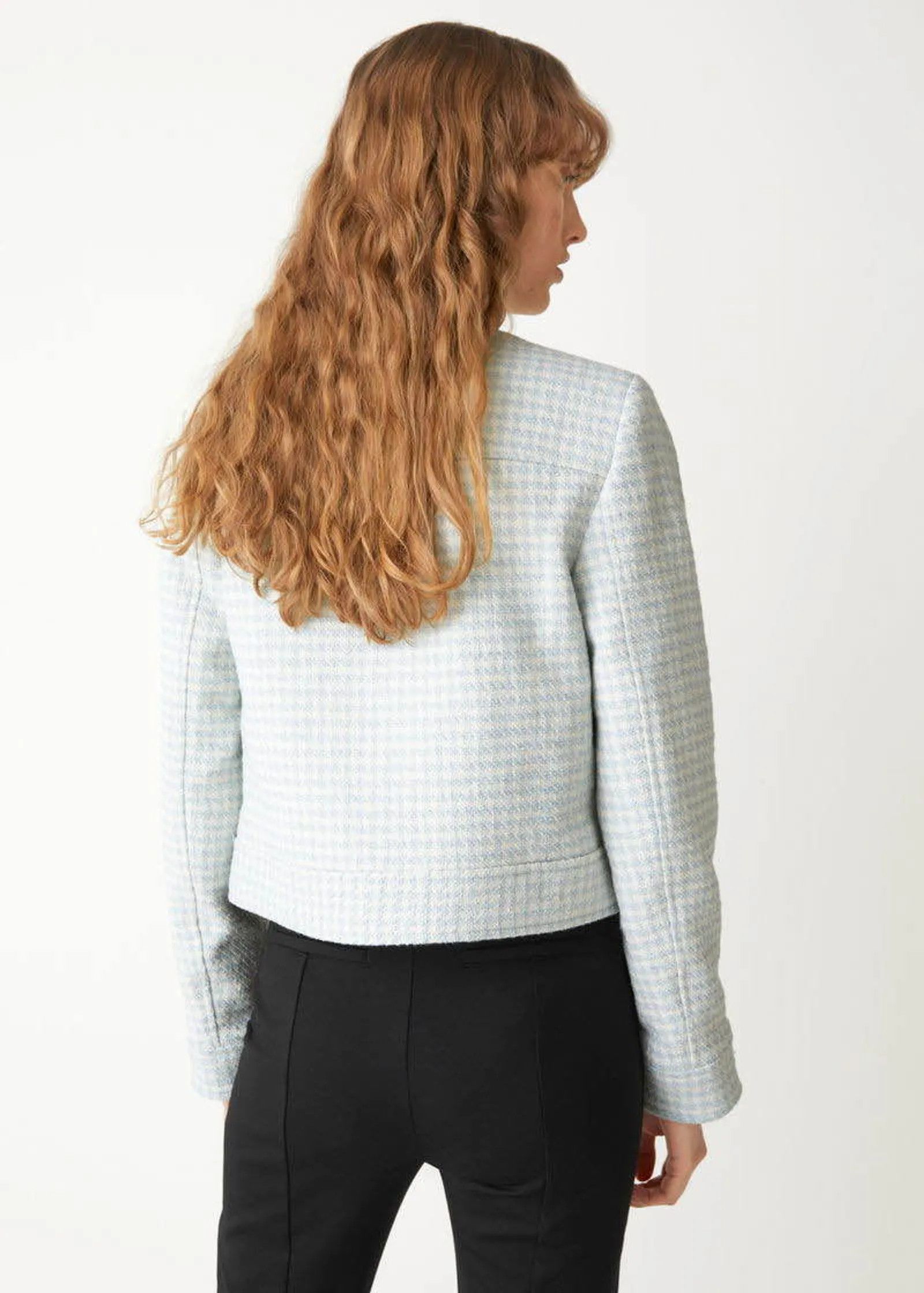 & Other Stories & Other Stories Cropped Houndstooth Tweed Jacket Blazer Size XS / US 0-2 / IT 36-38 - 5 Thumbnail