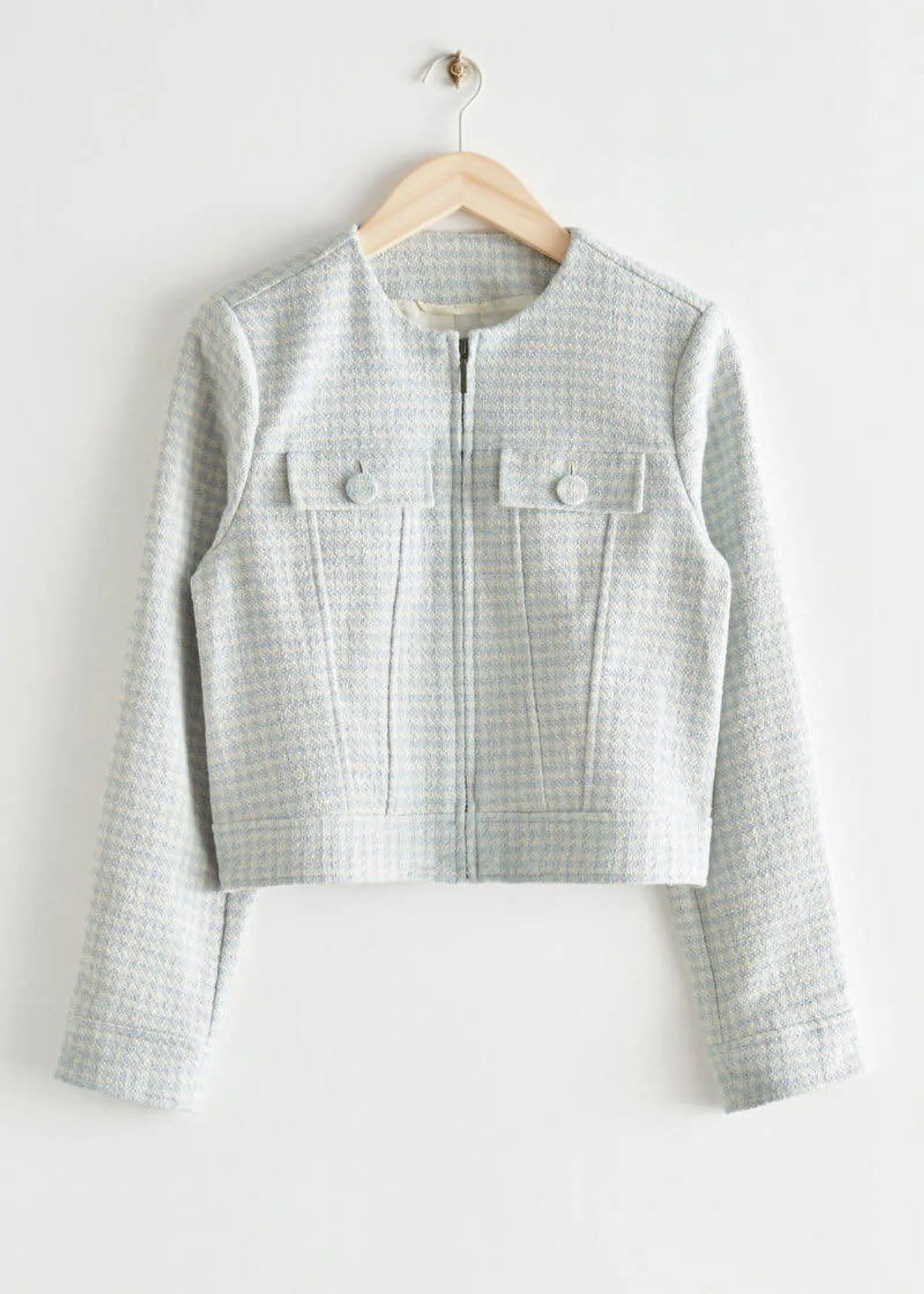 & Other Stories & Other Stories Cropped Houndstooth Tweed Jacket Blazer Size XS / US 0-2 / IT 36-38 - 4 Thumbnail