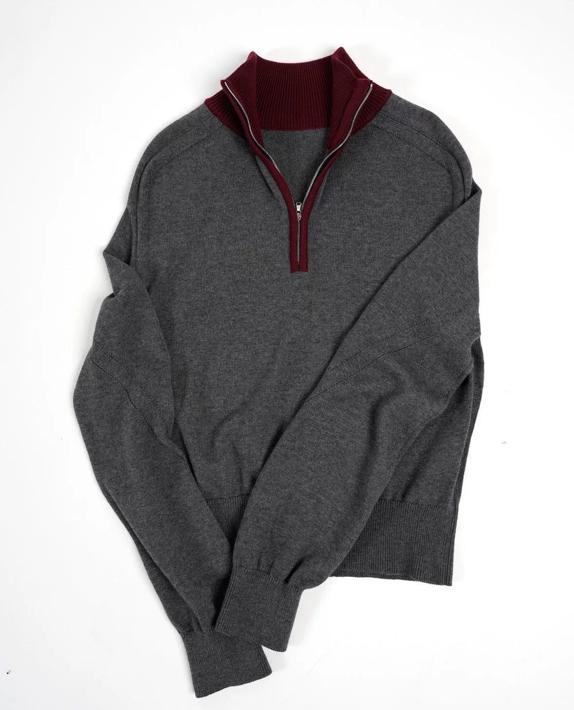 KIJIMA TAKAYUKI structured half zip knit sweater in gray Size US S / EU 44-46 / 1 - 2 Thumbnail