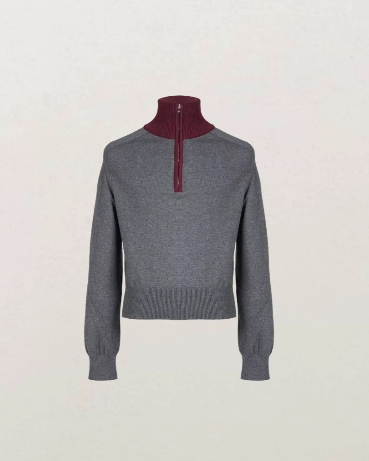 KIJIMA TAKAYUKI structured half zip knit sweater in gray Size US S / EU 44-46 / 1 - 3 Thumbnail