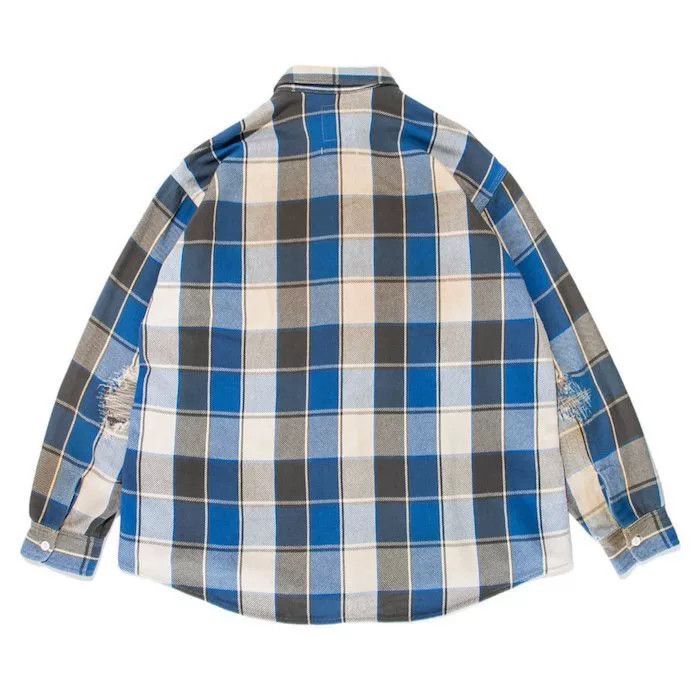 DIGAWEL blue plaid distressed flannel shirt Size US L / EU 52-54 / 3 - 4 Thumbnail
