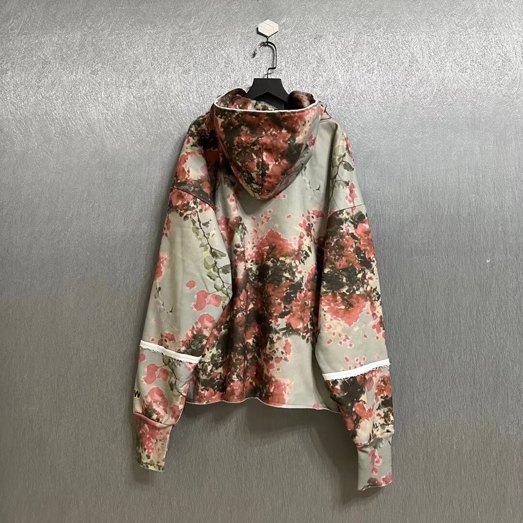 floral smiley face hoodie in light gray