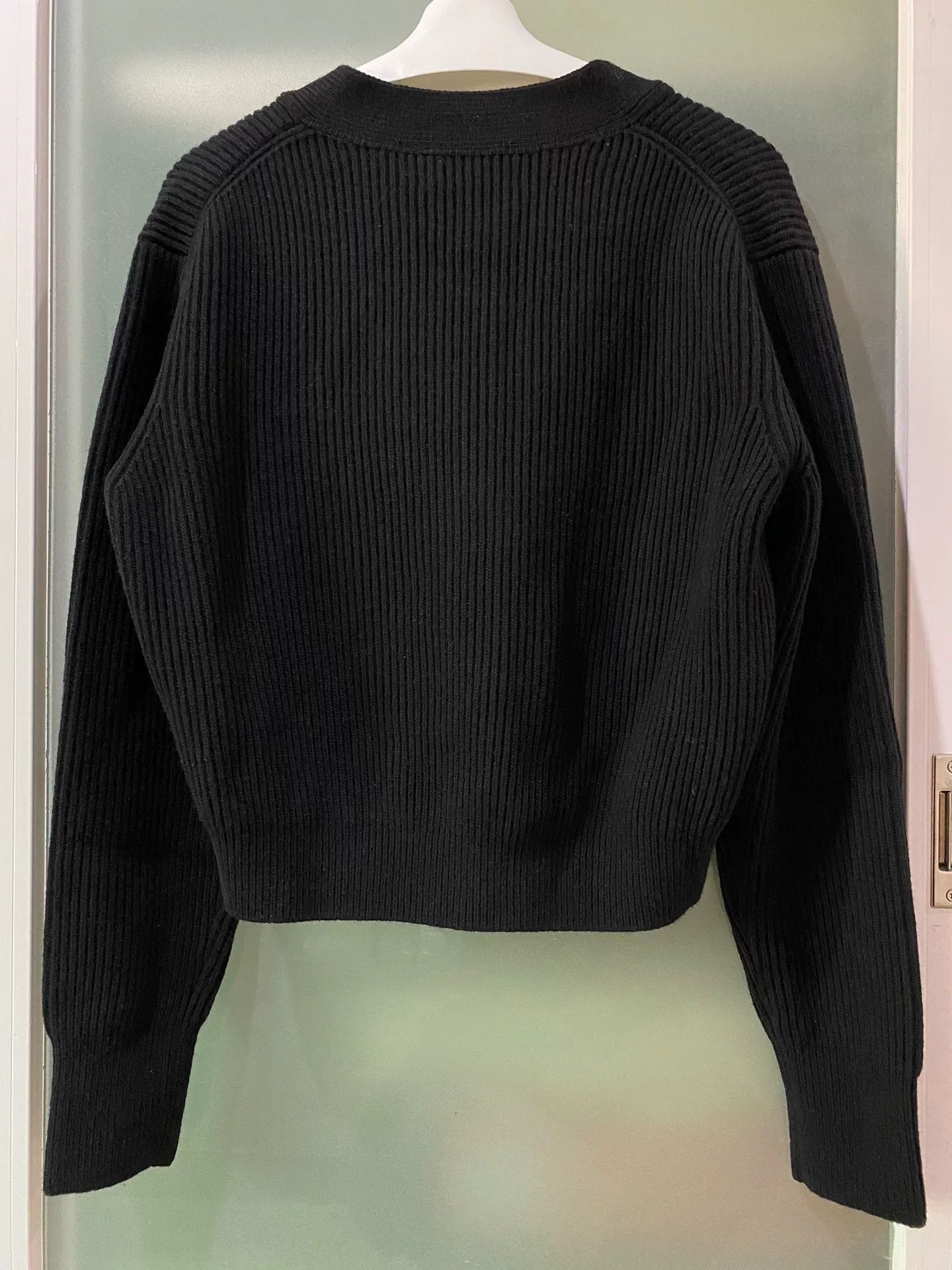 WE11DONE black ribbed knit cardigan with embroidery Size S / US 4 / IT 40 - 2 Thumbnail