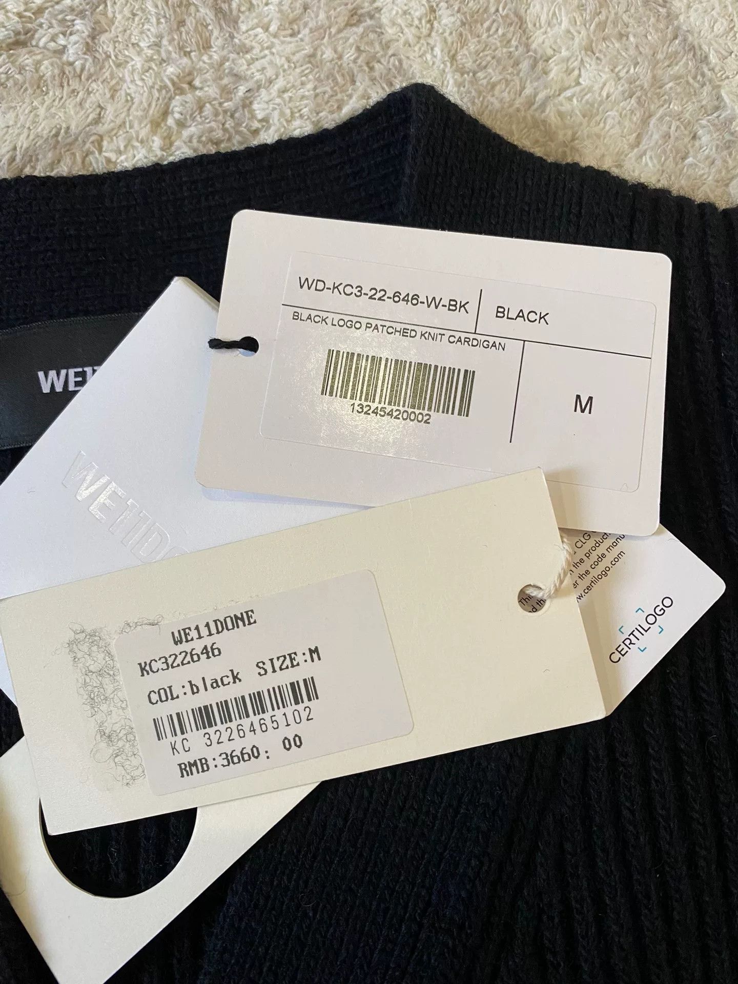 WE11DONE black ribbed knit cardigan with embroidery Size S / US 4 / IT 40 - 5 Thumbnail
