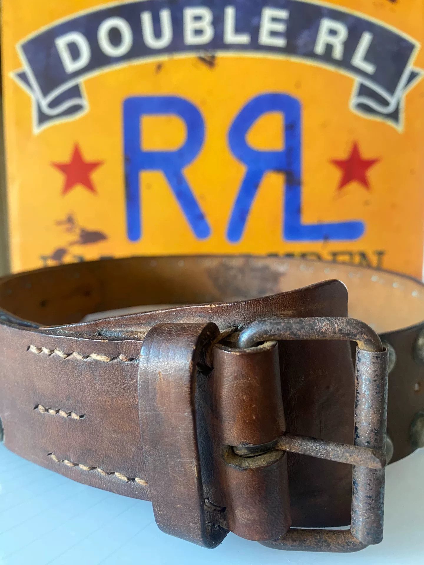 RRL Ralph Lauren Limited Edition Double RL Leather Belt Size ONE SIZE - 7 Thumbnail